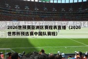 2026世预赛亚洲区赛程表直播（2026世界杯预选赛中国队赛程）